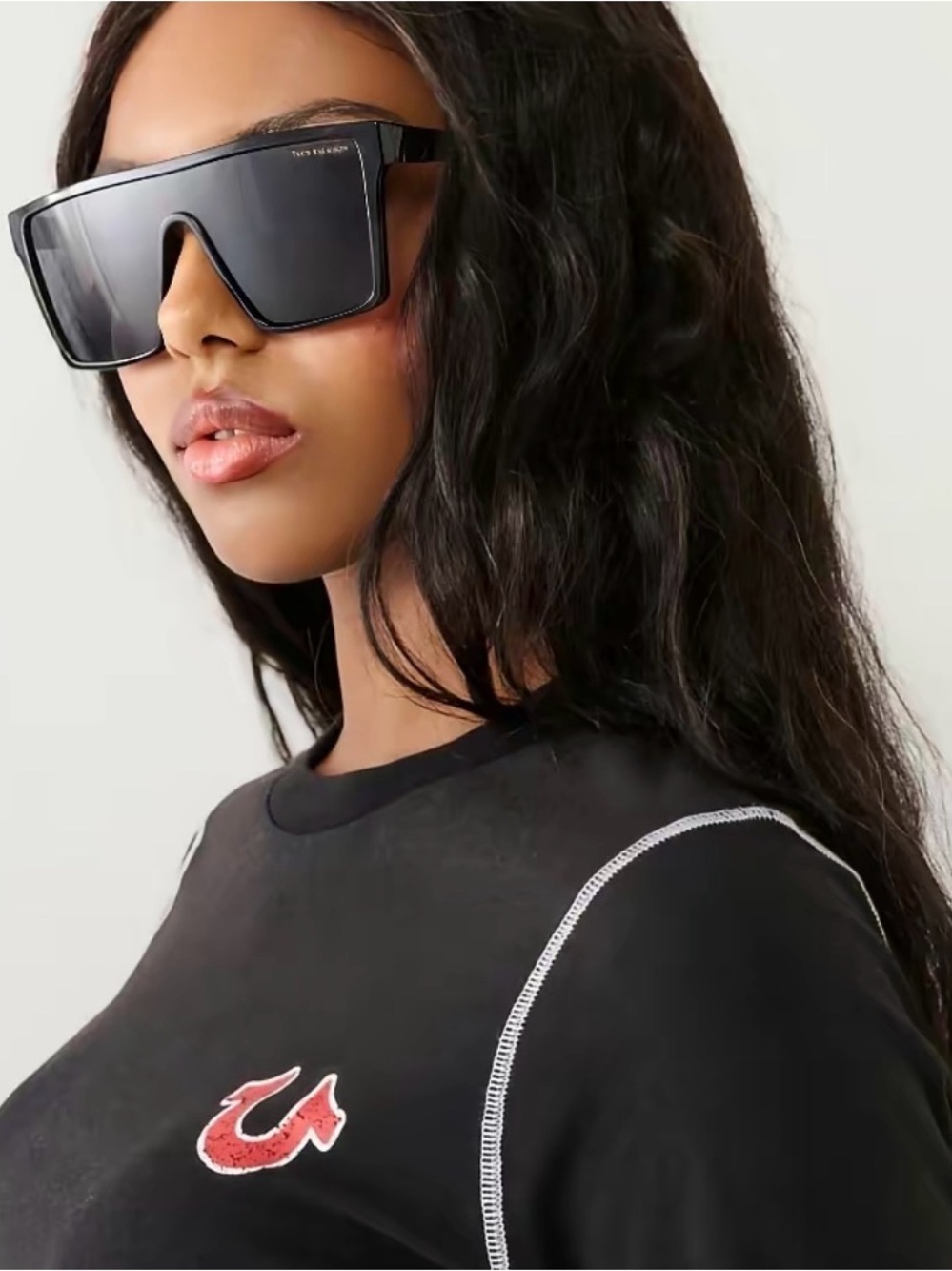 True Religion Black Oversized Shield UV, Unisex Sunglasses NWT